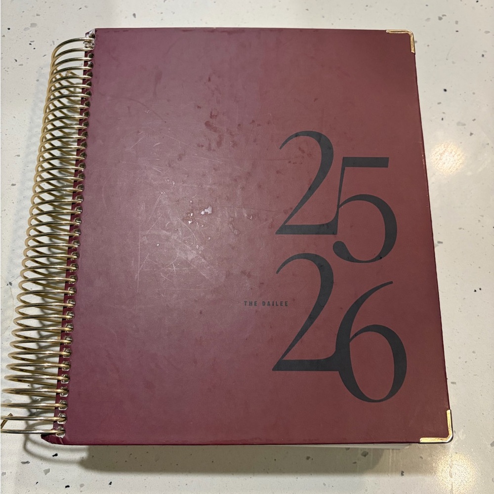 Jan- July 2026 Burgundy Planner with Gold Spiral